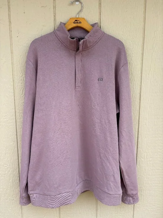 Travis Mathew Cloud 2.0 Quarter Zip Sweater Men's XL Powder Blue Elderberry Golf - Picture 4 of 15